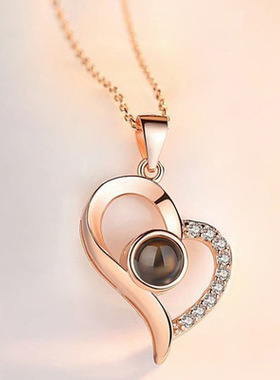 桃心投影项链心形投影项链爱心投