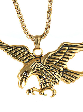老鹰项链男士雄鹰展翅吊坠电镀金