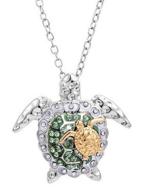 跨境新款海龟项链双色项链饰品创