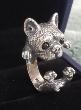 日韩简约可爱小猫戒指女开口kt猫