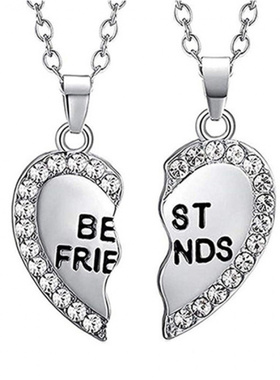 爱心英文吊坠合金项饰时尚两瓣镶