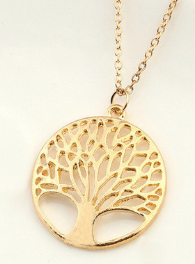 欧美圆形镂空浮雕生命树吊坠生命