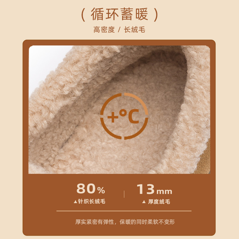 日泰全包勃肯鞋女加绒保暖毛棉鞋雪地靴2025冬季新款一脚蹬毛毛鞋,淘宝优惠券,粉丝福利购,淘宝优惠卷