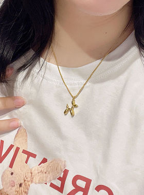 简约个性可爱小狗狗项链女锁骨链轻奢小众设计感毛衣链不掉色七夕