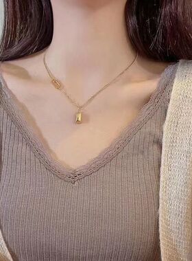 高级网红暴富小金条项链女甜美轻奢小众锁骨链生日礼物送女友闺蜜