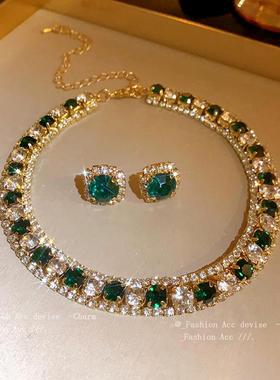 镶钻方形几何项链欧美小众