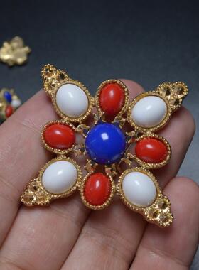 中古首饰耳钉胸针套装彩色