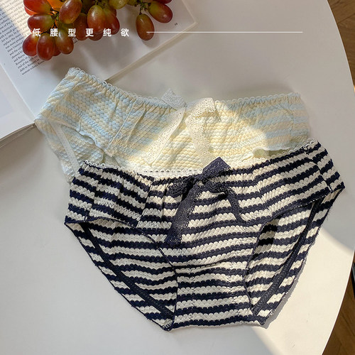 新款日系纯欲内裤少女蝴蝶结短裤舒适纯棉档透气学生中腰三角裤 - 图2