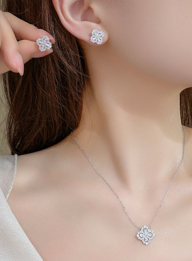 925纯银璀璨四叶草项链女ins风满钻轻奢高级感锁骨链气质吊坠