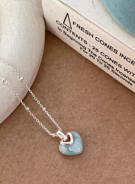 冰蓝心事项链女925纯银爱心吊坠韩版时尚气质轻奢小众项饰品