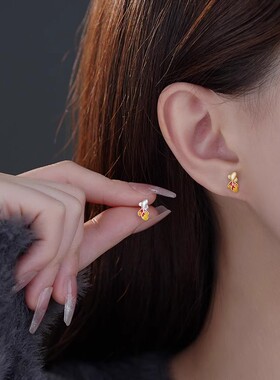 好运锦鲤耳钉999纯银国风新中式文艺古风耳环足银新年耳饰品