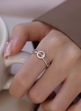 金宏宇s925纯银圆环线条戒指女简约时尚几何交织莫比乌斯指环