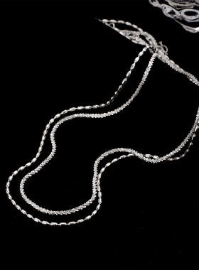 银恋S925银小米粒双层叠戴项链女气质百搭满天星波光粼粼素银颈链