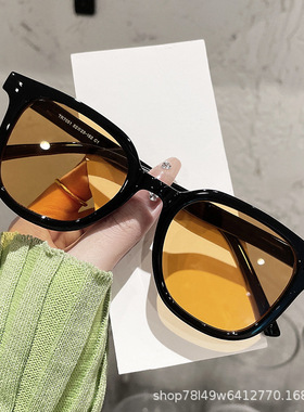 严选2022新款黑色TR90方框茶色太阳镜女士网红小红书抖音墨镜