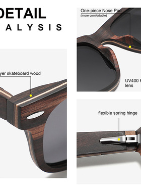 欧美经典木质夹层椭圆框偏光太阳镜男全木复古防晒墨镜女眼镜