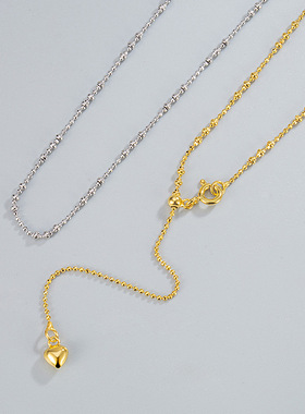 925纯银意大利万能可调节项链镭射切割面珠轻奢精致闪耀灵动项链