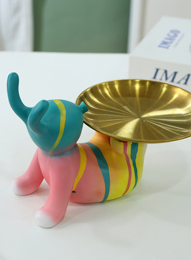 新品流体动物摆件托盘兔便便狗家居客厅办公室桌面树脂工艺品