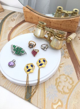 vingate欧洲日本中古古着回流复古独特戒指 胸针丝巾扣合辑