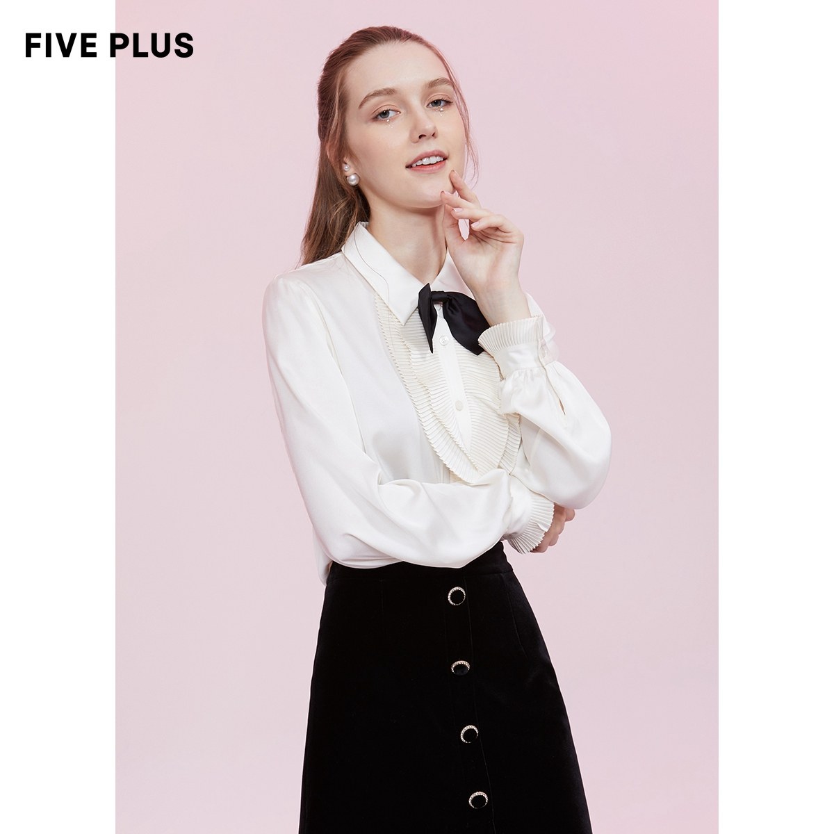 five plus女冬装雪纺女宽松白衬衫 FIVE PLUS衬衫