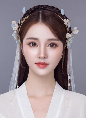 汉服圣母光环流苏步摇新娘头饰