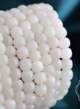 观檀 和田玉女款天然青白玉石手链7*8mm老型单圈素珠手串90064