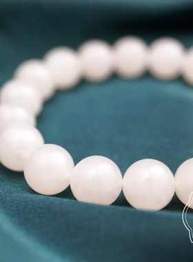 观檀 和田玉手串女款10mm天然白玉石手链90091（多样性发其一）