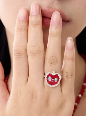 幻物红色幸运苹果手工戒指