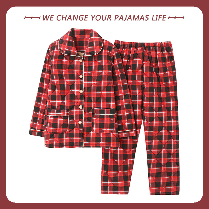 2025年冬季睡衣女纯棉长袖三层加厚夹棉袄冬天保暖妈妈家居服套装,淘宝优惠券,粉丝福利购,淘宝优惠卷