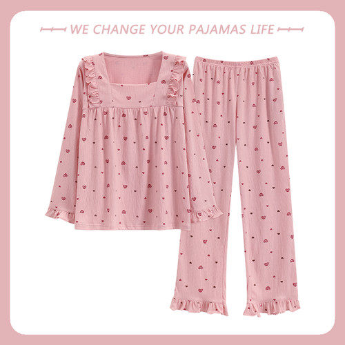 北极绒纯棉睡衣女春秋季长袖长裤可爱公主风家居服夏天可外穿套装 - 图2