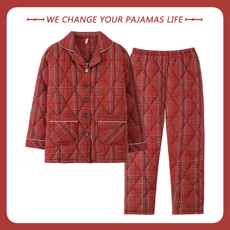 2025年冬季睡衣女纯棉长袖三层加厚夹棉袄冬天保暖妈妈家居服套装,淘宝优惠券,粉丝福利购,淘宝优惠卷