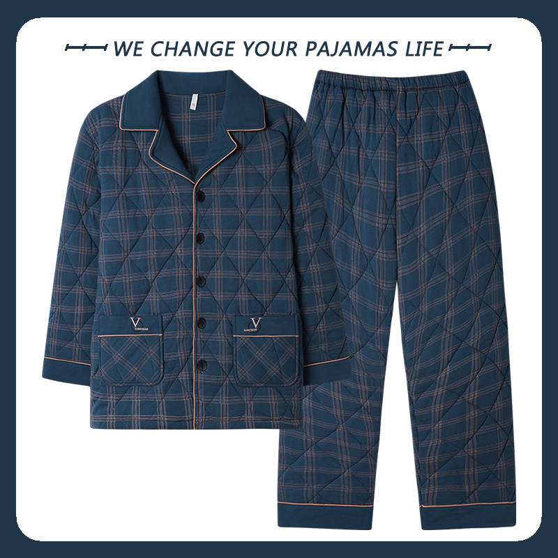 2025年纯棉三层加厚夹棉睡衣男士冬季棉袄大码青年外穿保暖家居服,淘宝优惠券,粉丝福利购,淘宝优惠卷