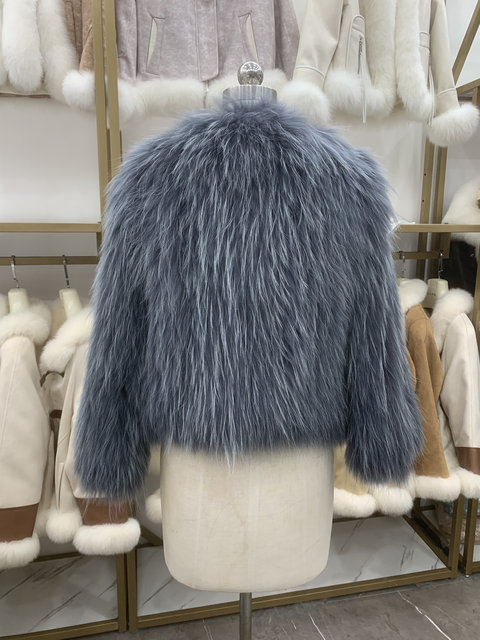 001 New raccoon fur encrypted thickened double-sided woven clothes fashionable women's versatile 50 styles long sleeves