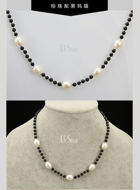 测试推荐宝石项链真珍珠玛瑙黑白