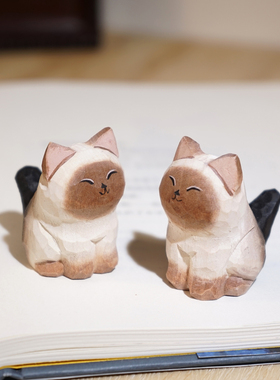 迪罗猫手工木雕小摆件