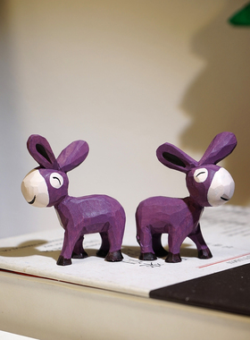 快乐小毛驴手工木雕小摆件