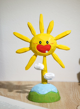 “微风不燥，阳光正好”手工木雕小摆件可爱太阳花创意新年礼物