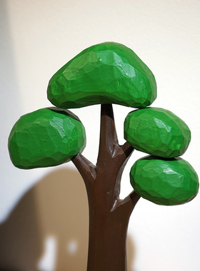 “幸福棉花糖”绿树木雕摆件