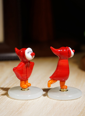 旋转小红帽手工琉璃小摆件