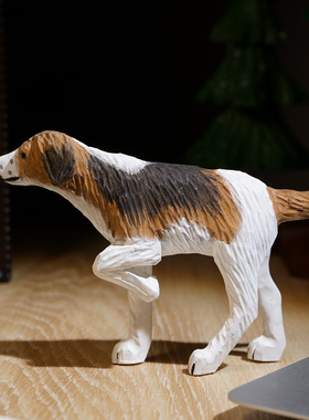 翘腿比格犬手工木雕小摆件仿真狗动物餐边柜电视机柜桌面装饰品