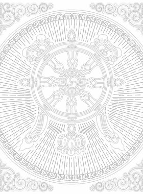 吉祥八宝唐卡民族风宣纸描金涂色
