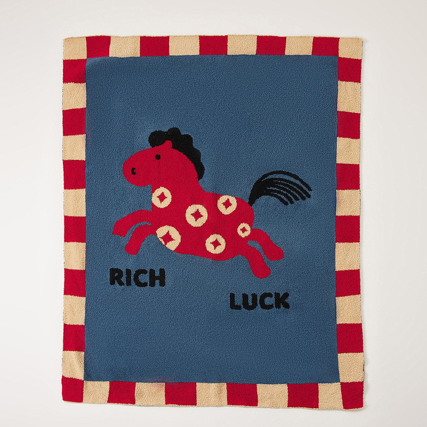 新款2026年马年喜庆毛毯沙发毯加厚针织半边绒客厅办公室午休毯子