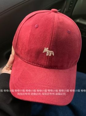 秋冬磨毛小狐狸棒球帽女美式大头围硬顶鸭舌帽子显脸小宽帽檐韩版
