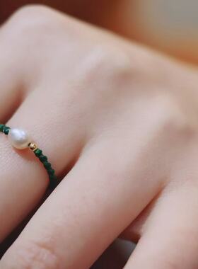 新中式国风纯手工精编珍珠戒指轻奢小众高级感2026新款