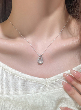 「在逃公主」S999纯银项链女天然白玉髓高级感轻奢小众新款锁骨链