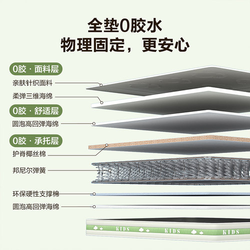 全友家居护脊护腰专用儿童床垫15cm厚卧室家用0胶水1米2椰棕床垫 - 图0