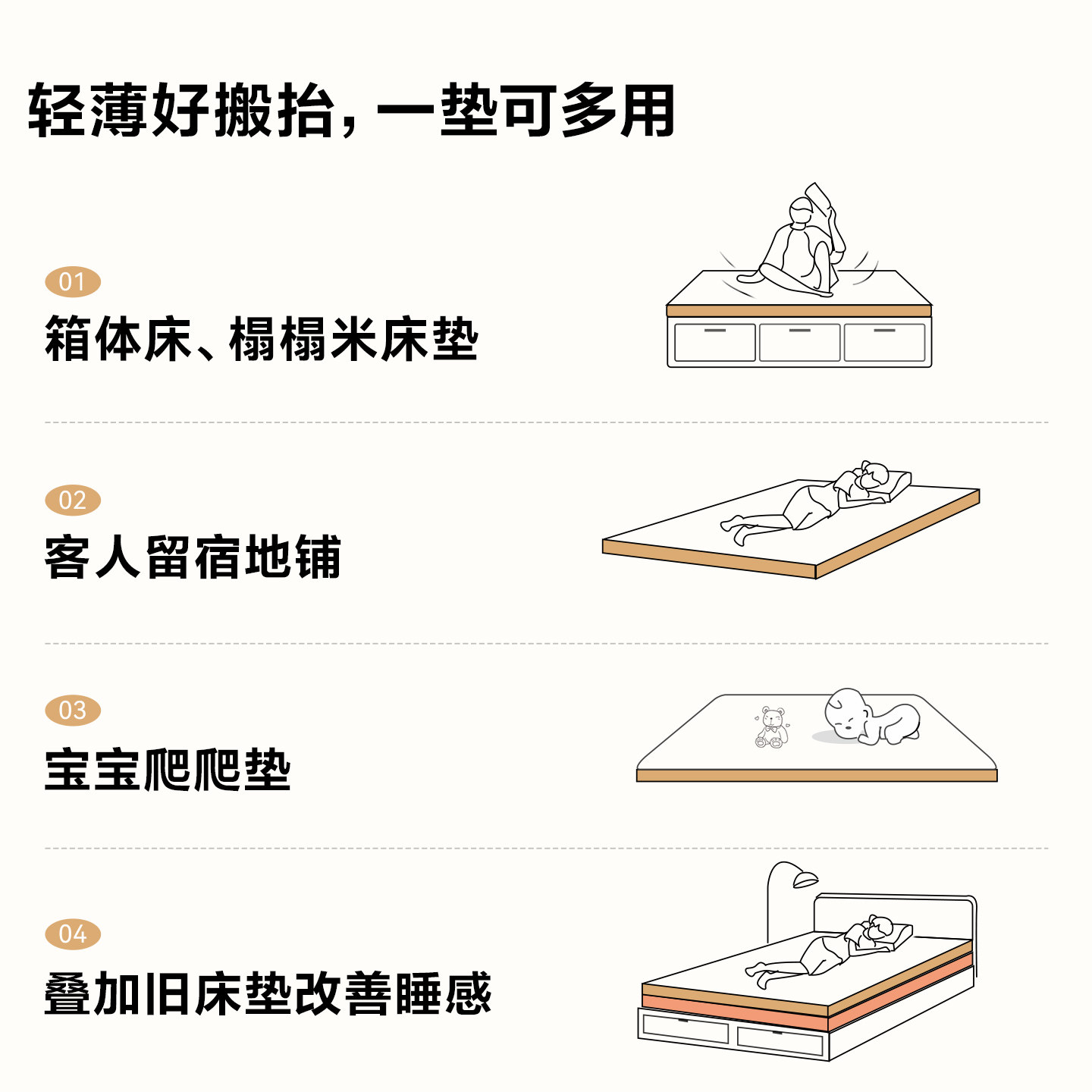 全友家居0胶水黄麻折叠床垫硬垫子青少年卧室家用薄床垫加硬神器,淘宝优惠券,粉丝福利购,淘宝优惠卷