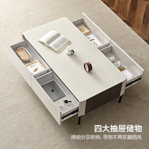 政府补贴全友家居现代简约玻璃茶几电视机柜组合客厅收纳储物柜子 - 图0