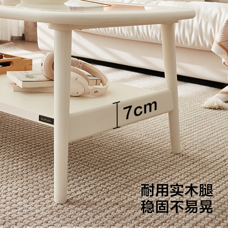 全友家居现代简约玻璃茶几客厅家用实木腿小户型茶几桌2025新款 - 图2