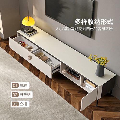 政府补贴全友家居现代简约玻璃茶几电视机柜组合客厅收纳储物柜子 - 图1