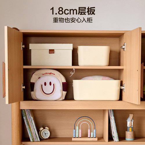 全友家居原木风榻榻米床衣柜一体小户型卧室家用男孩女孩儿童床 - 图3
